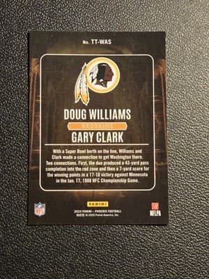 2024 Panini Phoenix - Treasured Tandems Stars #TT-WAS Doug Williams / Gary Clark - Thumbnail 2