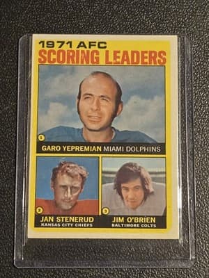 1972 Topps #7 1971 AFC Scoring Leaders - Image 1