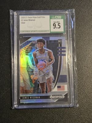 2020 Panini Prizm Draft Picks Collegiate #2 James Wiseman Silver CSG 9.5 - Image 1