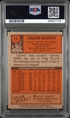1978 Topps #13 Calvin Murphy PSA 7 - Thumbnail 2