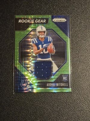 2024 Panini Prizm #RG-AML Adonai Mitchell Rookie Gear Neon Green Pulsar - Image 1