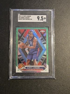 2023-24 Topps Chrome #93 Kawhi Leonard Green Logo Refractors SGC 9.5 - Image 1