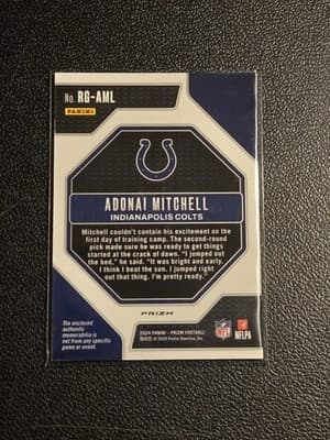 2024 Panini Prizm #RG-AML Adonai Mitchell Rookie Gear Neon Green Pulsar - Thumbnail 2