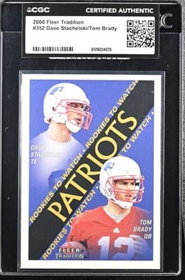 2000 Fleer Tradition #352 Dave Stachelski/Tom Brady CGC Authentic (RC) - Image 1