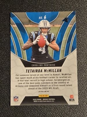 2025 Panini Mosaic #6 Tetairoa McMillan Elevate Mosaic Green - Thumbnail 2