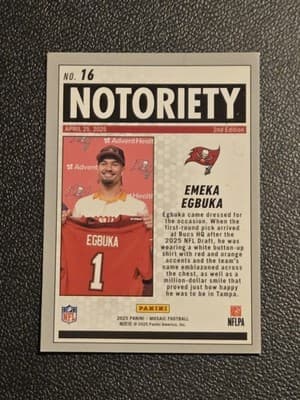2025 Panini Mosaic #16 Emeka Egbuka Notoriety - Thumbnail 2