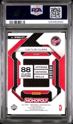2024 Panini Prizm Monopoly Wnba Insert #27 Caitlin Clark Insert PSA 8 - Thumbnail 2