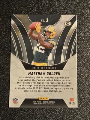 2025 Panini Mosaic #3 Matthew Golden Elevate - Thumbnail 2