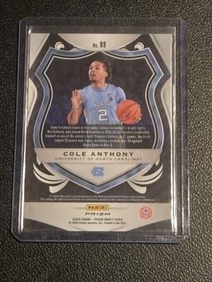 2020 Panini Prizm Draft Picks Collegiate #89 Cole Anthony Purple Wave - Thumbnail 2