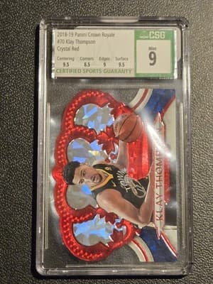 2018-19 Panini Crown Royale #70 Klay Thompson Crystal Red CSG 9 #/49 - Image 1
