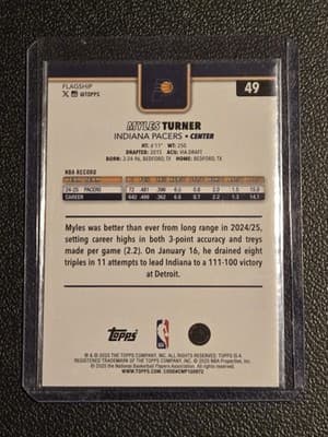2025-26 Topps #49 Myles Turner Holo Foil - Thumbnail 2