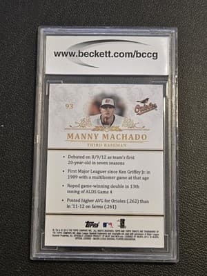 2013 Topps Tribute #93 Manny Machado BCCG 10 - Thumbnail 2