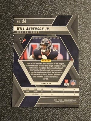 2025 Panini Mosaic #24 Will Anderson Jr. Mosaic Green - Thumbnail 2