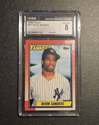 1990 Topps #61 Deion Sanders RC CGC 8 - Image 1