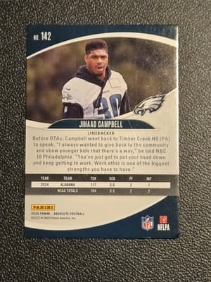 2025 Panini Absolute #142 Jihaad Campbell Retail - Thumbnail 2