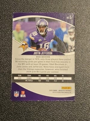 2025 Panini Absolute #5 Justin Jefferson Green - Thumbnail 2