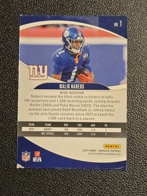 2025 Panini Absolute #1 Malik Nabers Retail - Thumbnail 2