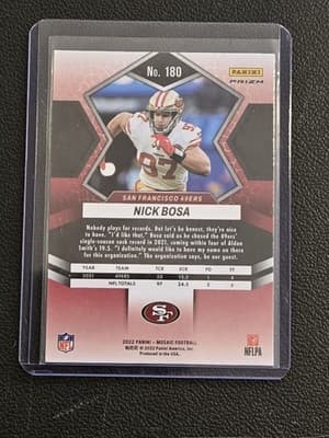 2022 Panini Mosaic #180 Nick Bosa Mosaic Green - Thumbnail 2