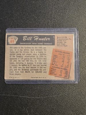 1955 Bowman #69 Billy Hunter - Thumbnail 2