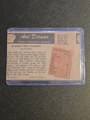 1955 Bowman #90 Art Ditmar - Thumbnail 2