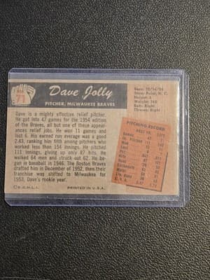 1955 Bowman #71 Dave Jolly - Thumbnail 2