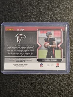 2022 Panini Obsidian #224 Desmond Ridder Electric Etch Orange #/99 - Thumbnail 2