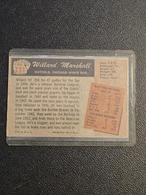 1955 Bowman #131 Willard Marshall - Thumbnail 2