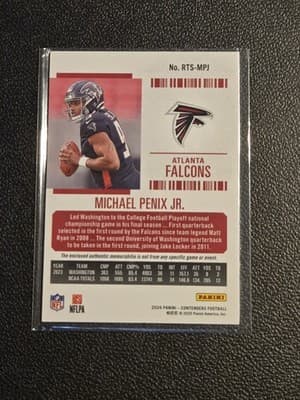 2024 Panini Contenders #RTS-MPJ Michael Penix Jr. Rookie Ticket Swatches - Thumbnail 2