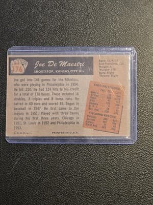 1955 Bowman #176 Joe DeMaestri - Thumbnail 2