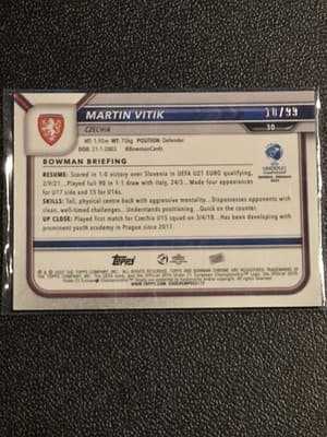 2022 Bowman Chrome Road to UEFA Martin Vitik Green Mini-Diamonds Refractor #/99 - Thumbnail 2