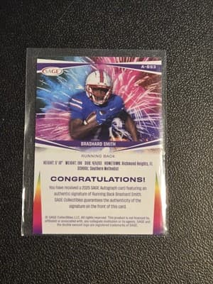 2025 SAGE HIT #A-BS3 Brashard Smith Autographs Blue (High Series) - Thumbnail 2