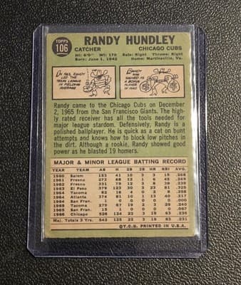 1967 Topps #106 Randy Hundley - Thumbnail 2