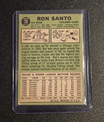 1967 Topps #70 Ron Santo - Thumbnail 2