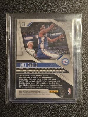 2024-25 Panini Prizm #28 Joel Embiid Prizms Black White SSP - Thumbnail 2