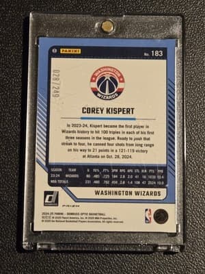 2024-25 Donruss Optic #183 Corey Kispert Premium Box Set #028/249 - Thumbnail 2