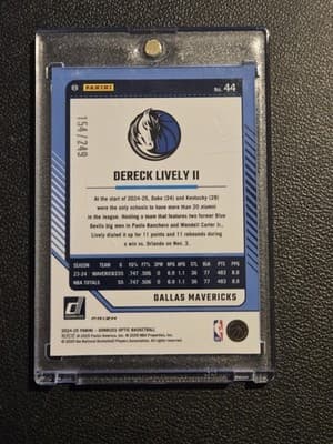 2024-25 Donruss Optic #44 Dereck Lively II Premium Box Set #/249 - Thumbnail 2