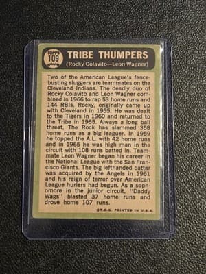 1967 O-Pee-Chee #109 Tribe Thumpers (Rocky Colavito / Leon Wagner) - Thumbnail 2