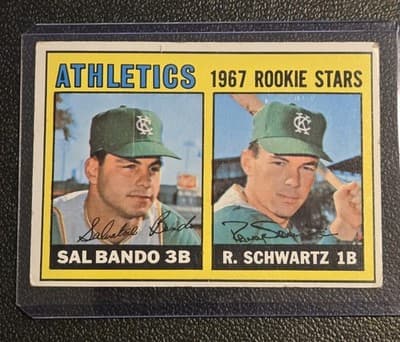 1967 O-Pee-Chee #33 Athletics 1967 Rookie Stars (Sal Bando / Randy Schwartz) - Image 1