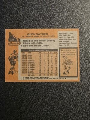 1975-76 Topps #222 Glen Sather - Thumbnail 2