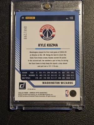 2024-25 Donruss Optic #10 Kyle Kuzma Premium Box Set #/249 - Thumbnail 2