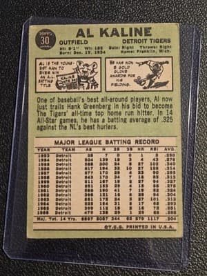 1967 Topps #30 Al Kaline - Thumbnail 2
