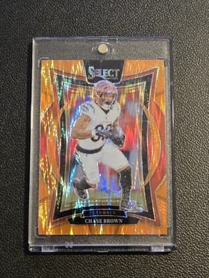 2024 Panini Select #18 Chase Brown Orange Prizm Shock #/499 - Image 1