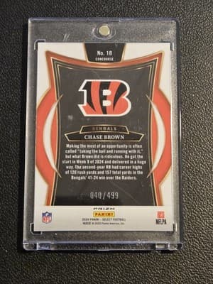 2024 Panini Select #18 Chase Brown Orange Prizm Shock #/499 - Thumbnail 2