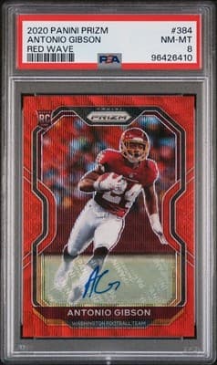 2020 Panini Prizm #384 Antonio Gibson Red Wave PSA 8 #/149 - Image 1