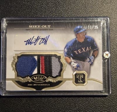 2013 Topps Tier One - Autograph Dual Relics #TOADR-MO Mike Olt #11/25 - Image 1