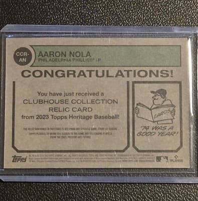 2023 Topps Heritage #CCR-AN Aaron Nola Clubhouse Collection Relics - Thumbnail 2