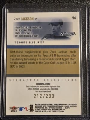 2004 Fleer Hot Prospects Draft Edition #94 Zach Jackson #/299 - Thumbnail 2