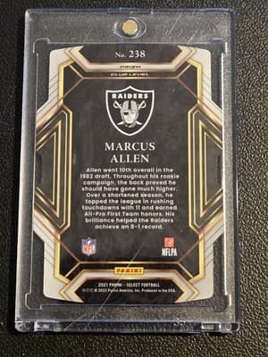 2021 Panini Select #238 Marcus Allen Red and Blue Prizm Die Cut - Thumbnail 2