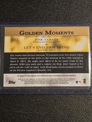 2012 Topps #GMA-JTA Jose Tabata Golden Moments Autographs - Thumbnail 2
