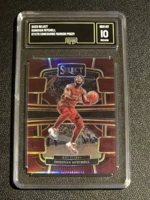 2023-24 Panini Select #38 Donovan Mitchell Maroon Prizms GMA 10 #/175 - Image 1